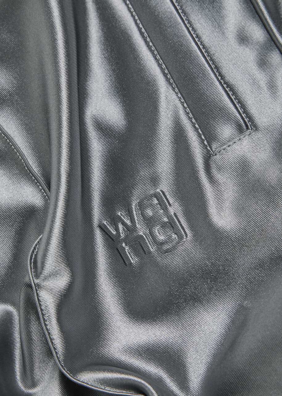 Alexanderwang.t Relaxed Logo-embroidered Satin Track Pants Silver