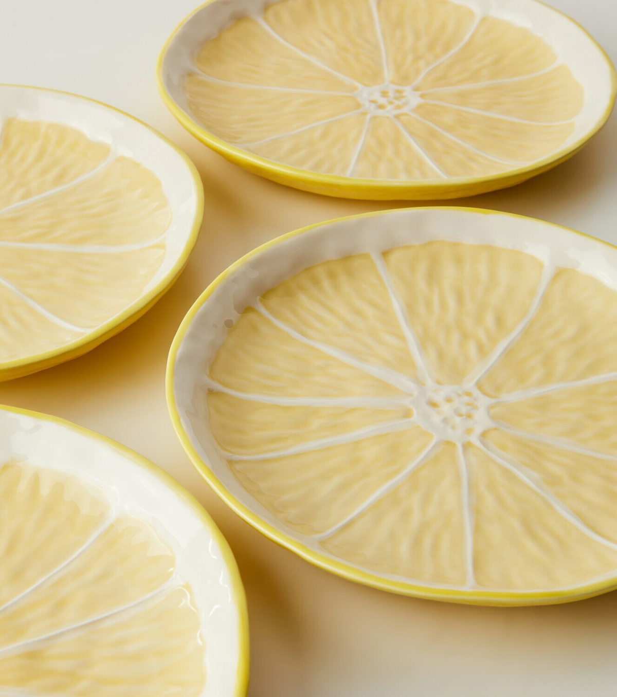 Bordallo Pinheiro Lemon set of 4 ceramic plates