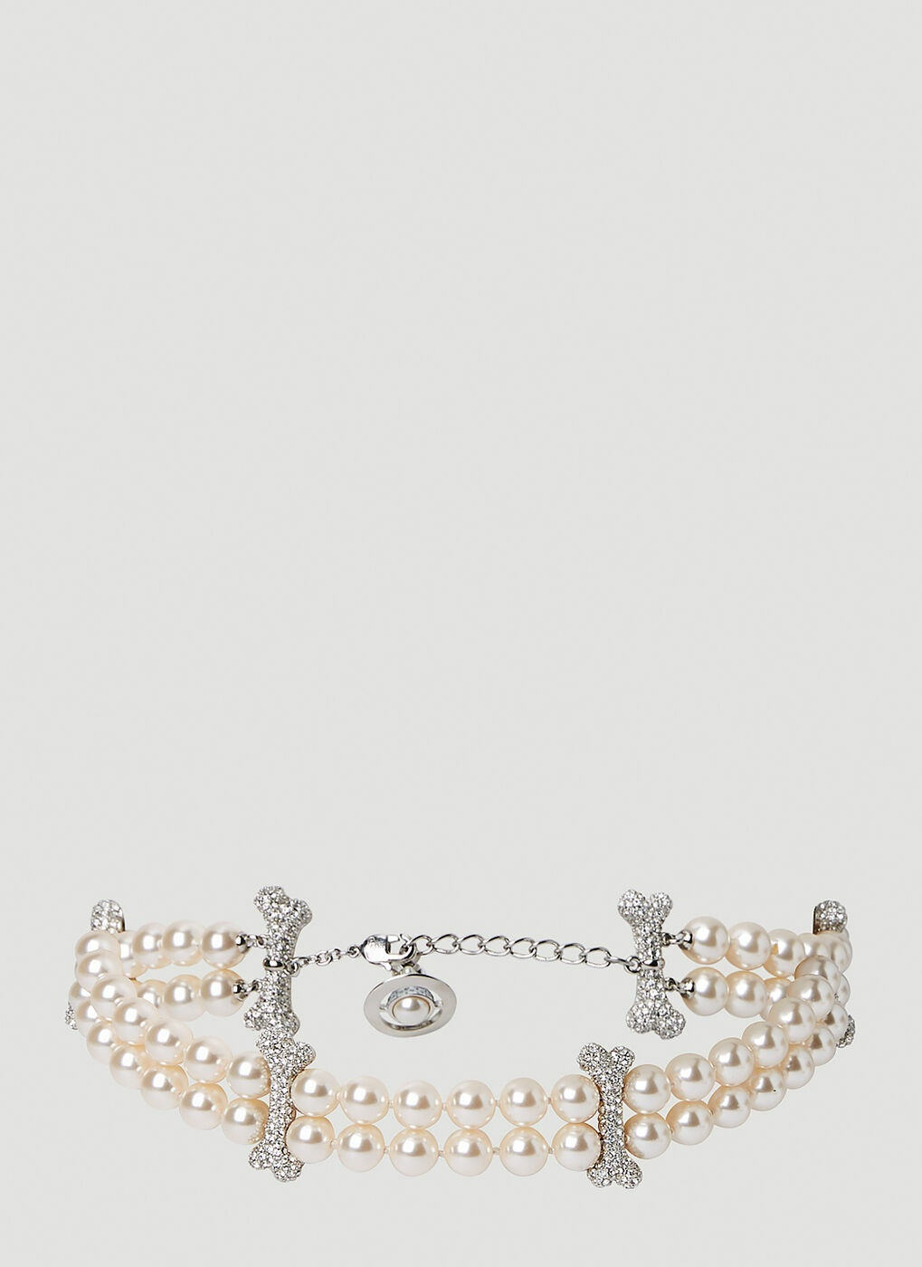 Vivienne Westwood Long Skeleton Necklace pink gold