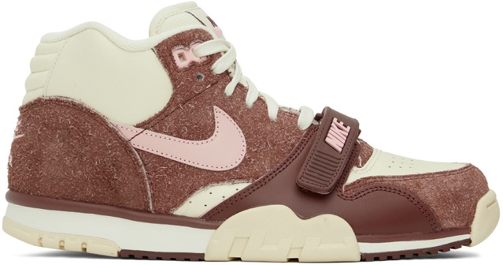Photo: Nike Off-White & Burgundy Air Trainer 1 Sneakers