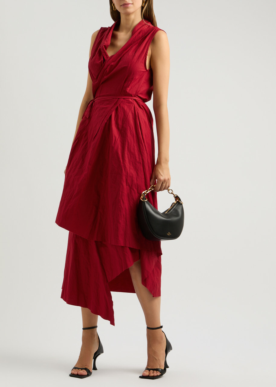 Marques' Almeida Asymmetric Cotton-blend Midi Wrap Dress Red