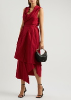 Marques' Almeida Asymmetric Cotton-blend Midi Wrap Dress Red