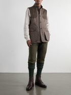 Purdey - Houndstooth Wool and Cashmere-Blend Tweed Gilet - Brown