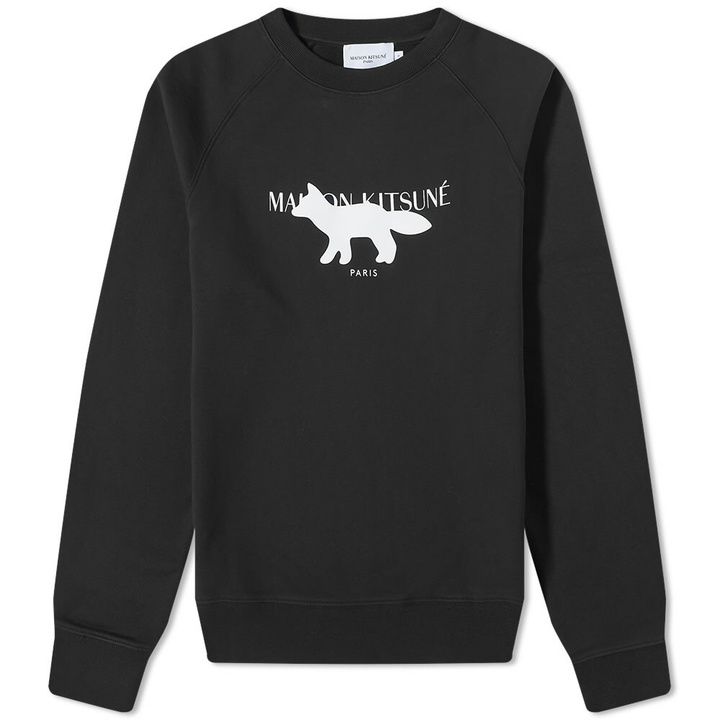 Photo: Maison Kitsuné Men's Profile Fox Stamp Clean Crew Sweat in Black