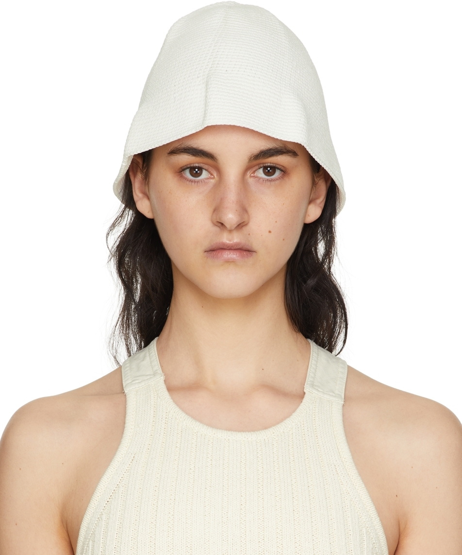 Dion Lee White Crochet Beach Hat