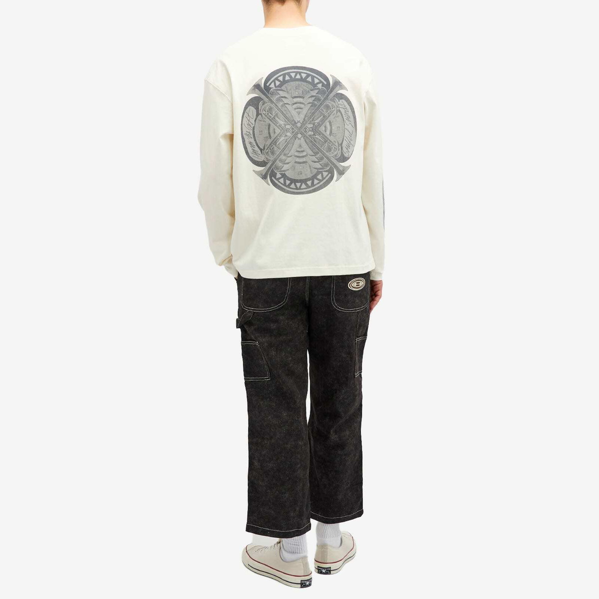 Honor the Gift Men's Long Sleeve Music Collage T-Shirt in Cream