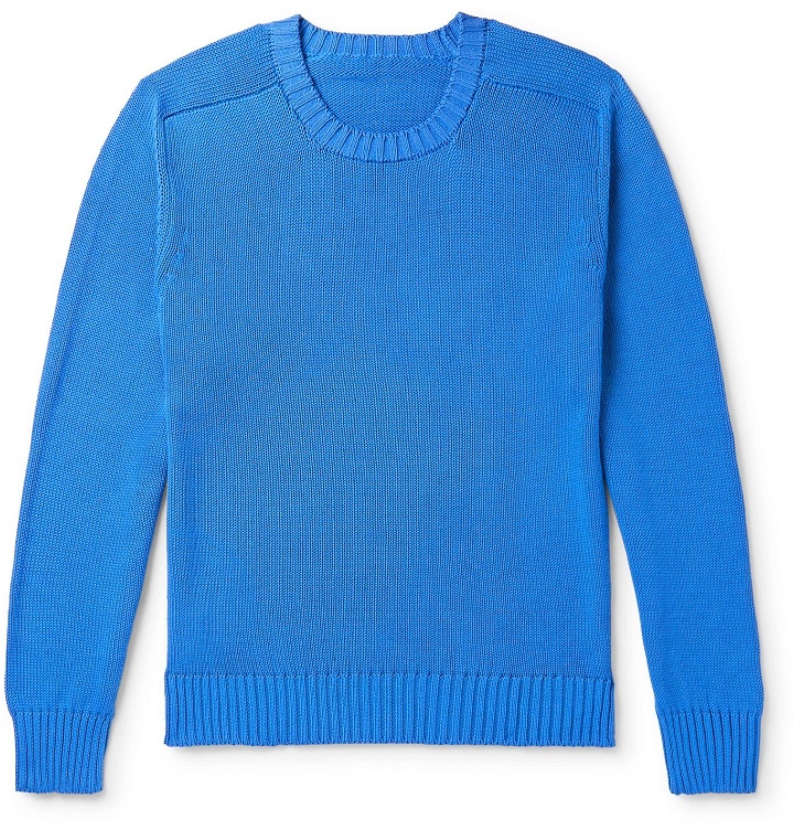 Photo: Anderson & Sheppard - Slim-Fit Cotton Sweater - Blue