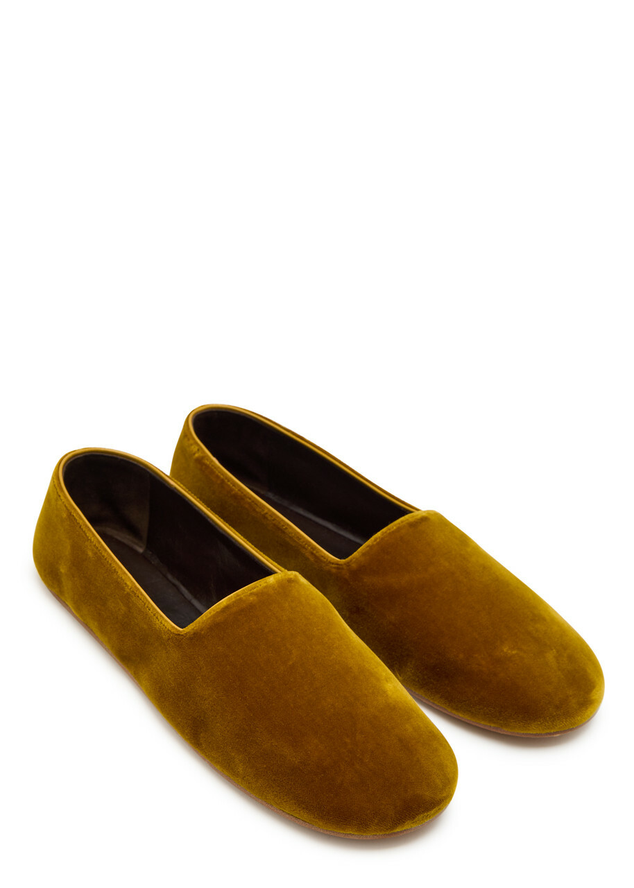 The Row Ponti Velvet Slipper Flats Camel
