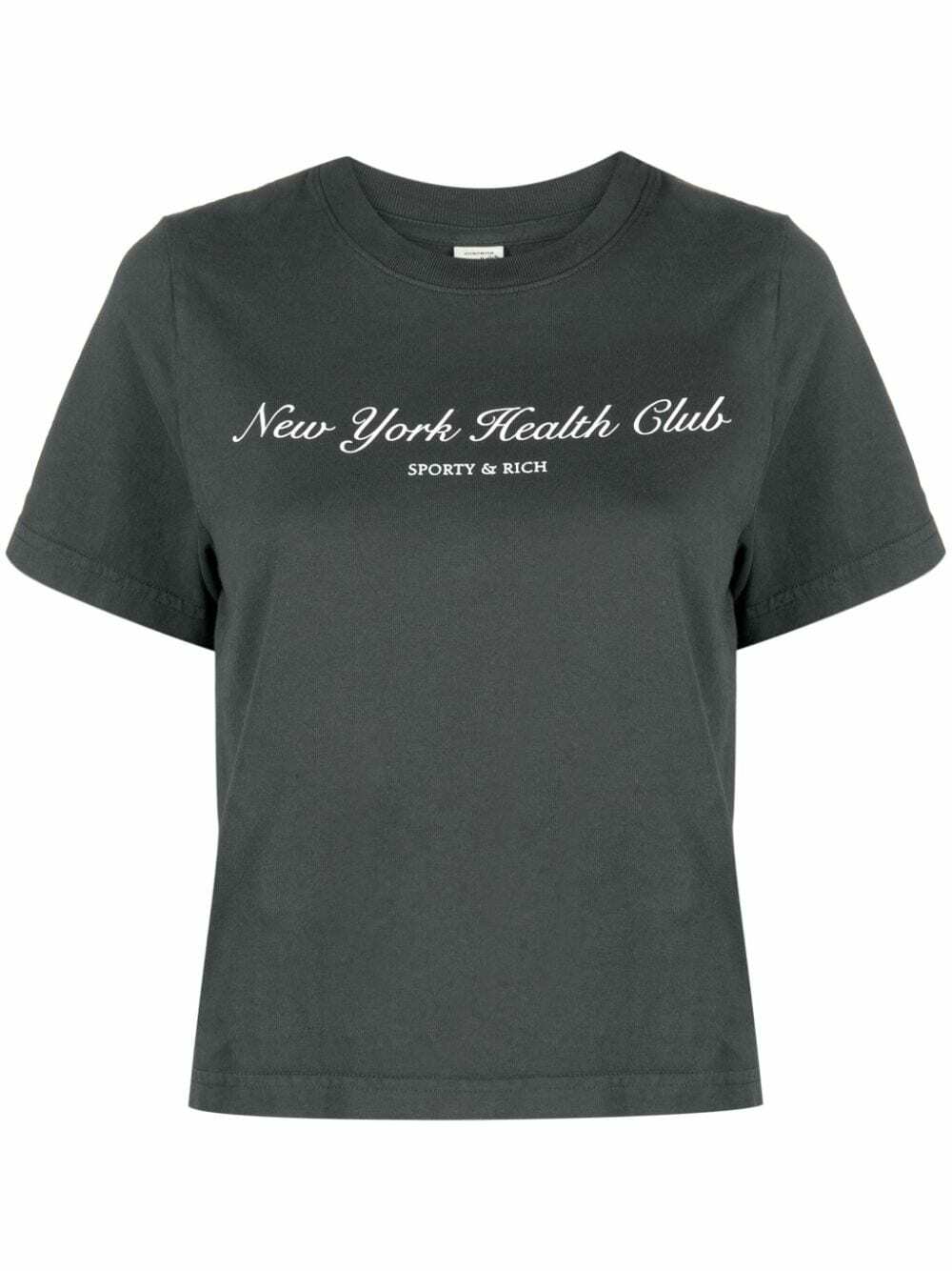 【Sporty&Rich】HEALTH CLUB クロップドTシャツ SPORTY & RICH - Ny Health Club Cropped Cotton T-shirt Sporty