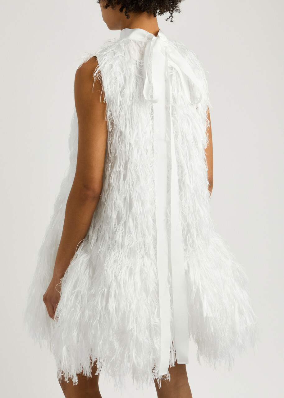 Roksanda Odette Fringed Silk-chiffon Mini Dress Ivory