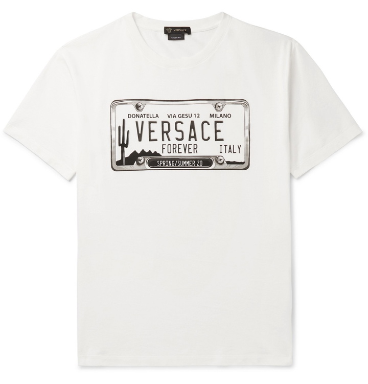 Photo: Versace - Slim-Fit Logo-Print Cotton-Jersey T-Shirt - White