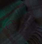 Kingsman - Johnstons of Elgin Fringed Logo-Embroidered Tartan Cashmere Scarf - Green