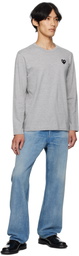 COMME des GARÇONS PLAY Gray Heart Patch Long Sleeve T-shirt