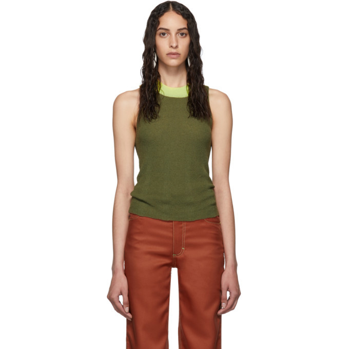 Eckhaus Latta Green and Yellow Open Back Tank Top Eckhaus Latta