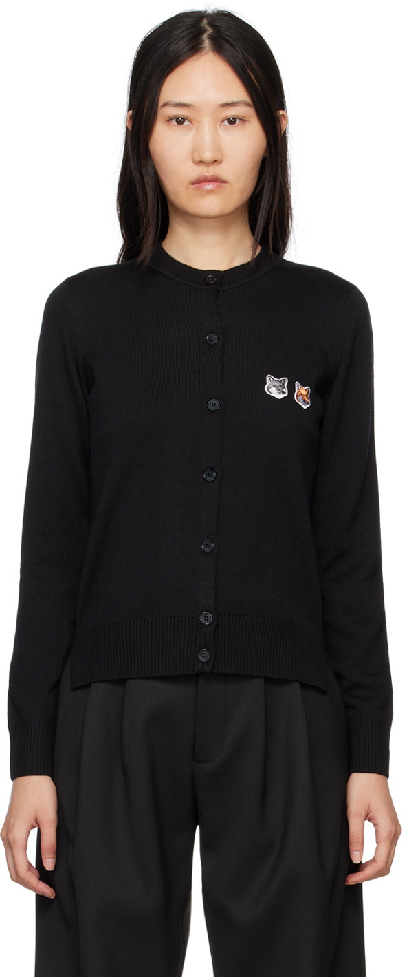 Maison Kitsuné Black Double Fox Head Cardigan Maison Kitsune