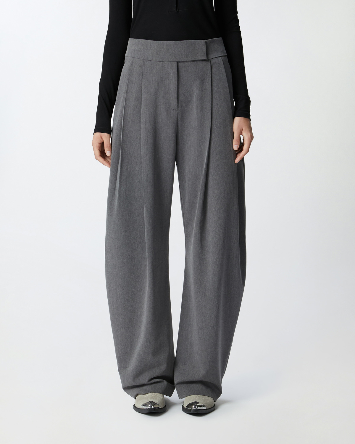 Pinko Wide Leg Tailored Trousers With Darts Excalibur Grey