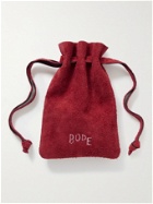 BODE - Button-Embellished Logo-Print Suede Pouch