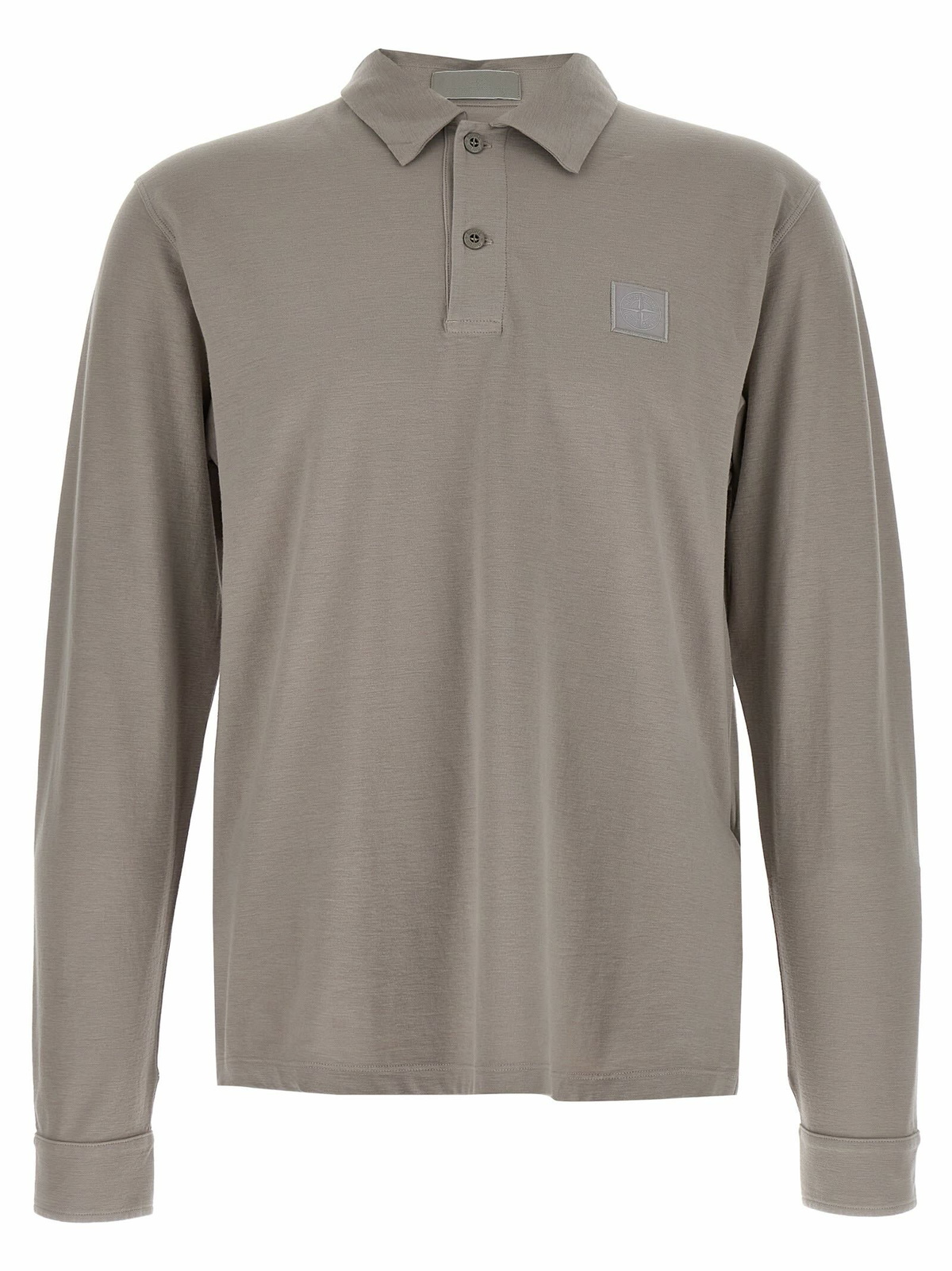 Stone Island Men's Long Sleeve Patch Polo Shirt in Musk Stone Island Men's Long Sleeve Patch Polo Shirt in Musk