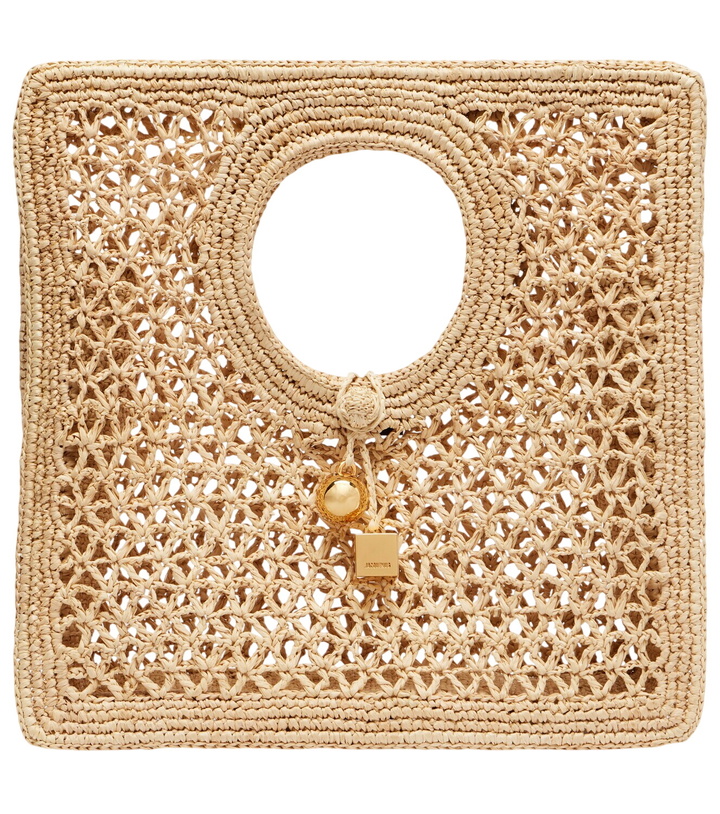 Photo: Jacquemus Spiaggia Small raffia tote bag