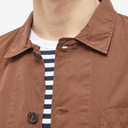 Universal Works Men's Fine Poplin Bakers Overshirt in Brown