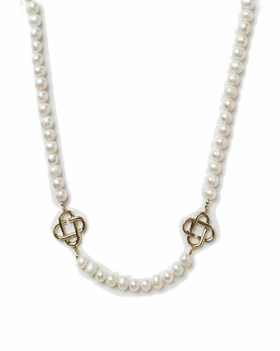Photo: Casablanca Medium Pearl Logo Necklace Gold/White - Mens - Jewellery