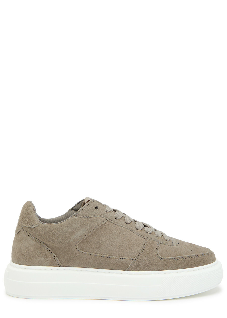 Cleens Court Panelled Suede Sneakers Taupe