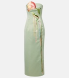 Leo Lin Marilyn floral-appliqué bustier dress