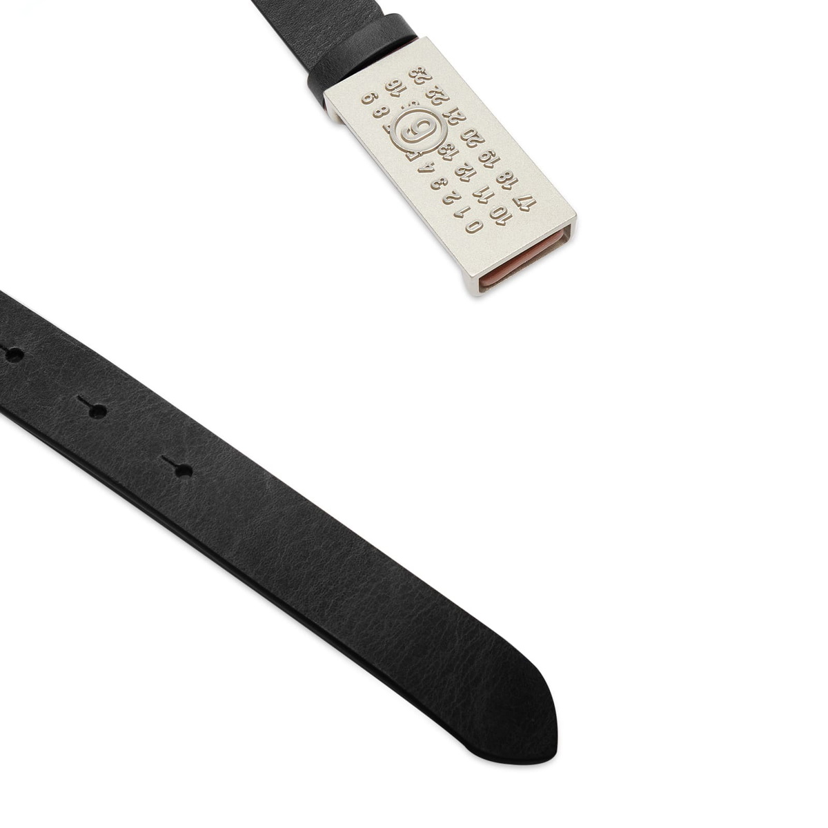 MM6 Maison Margiela Men's Number Logo Leather Belt in Black
