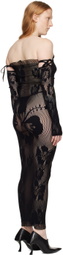 Sinead Gorey Black Hibiscus Maxi Dress