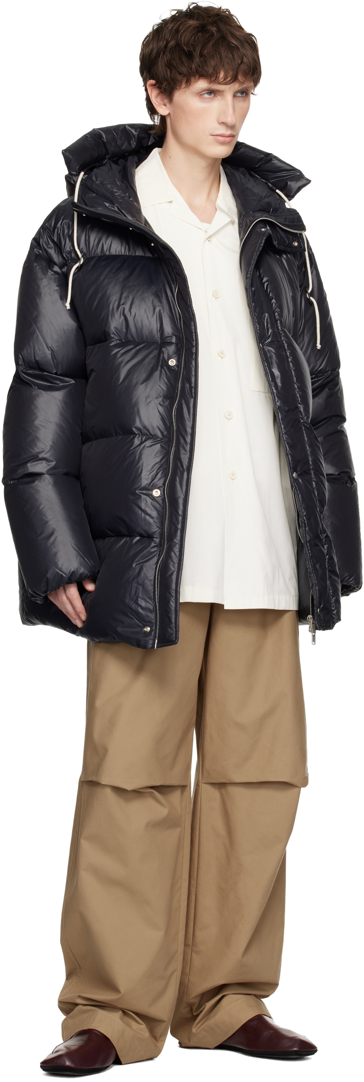 Jil Sander Black Hooded Down Jacket