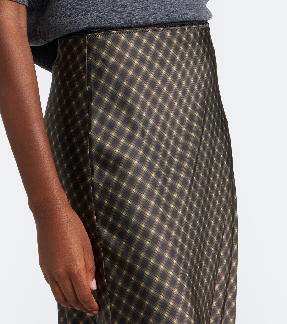 Vince Plaid satin slip skirt