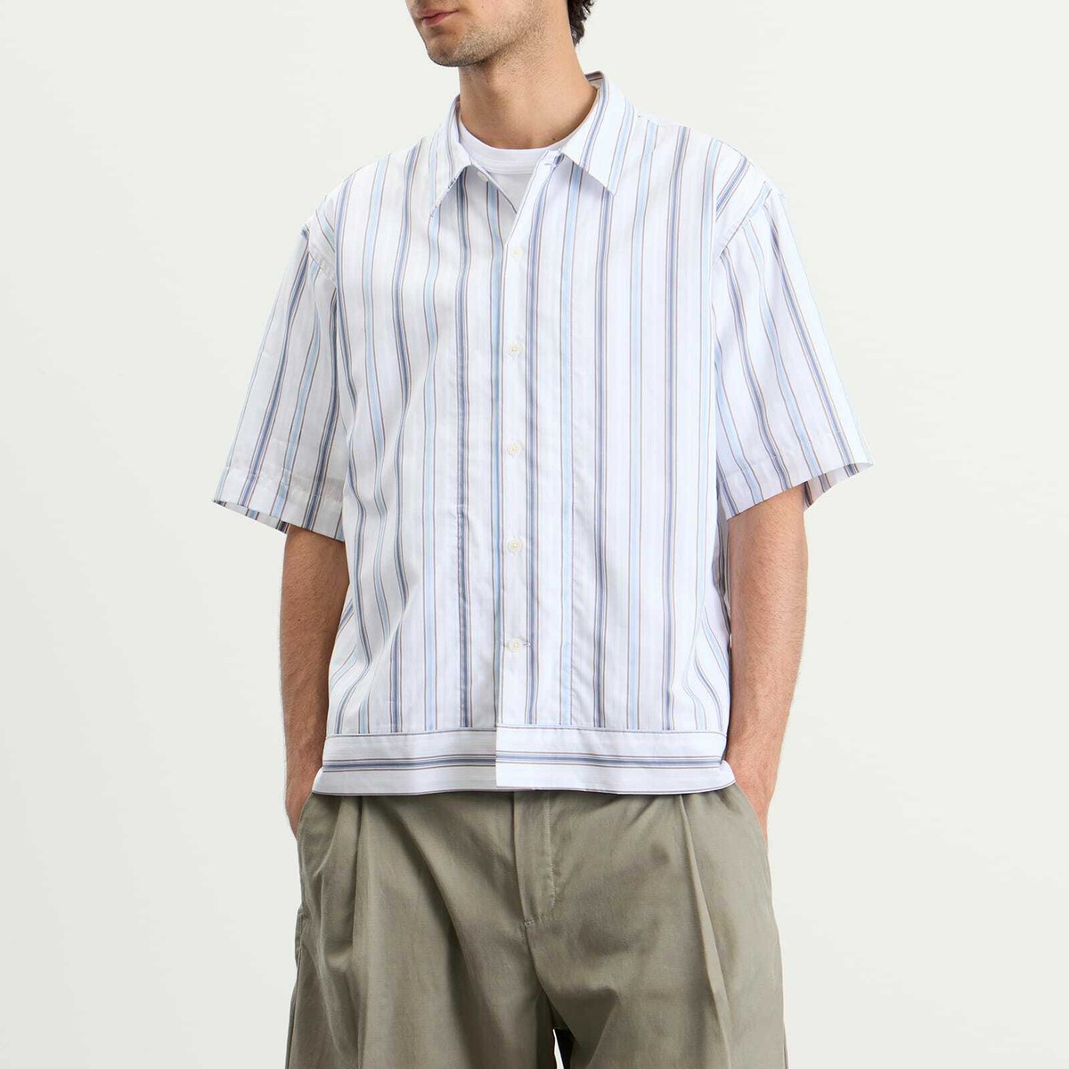 NN07 Men's Reed Boxy Short Sleeve Shirt in Blue Stripe