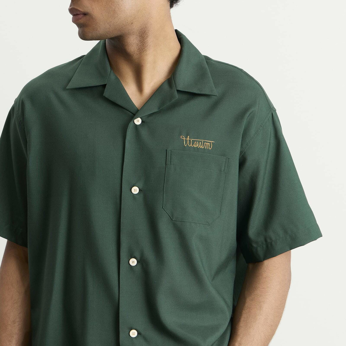 Visvim Men's Copa Silk Short Sleeve Shirt in Green