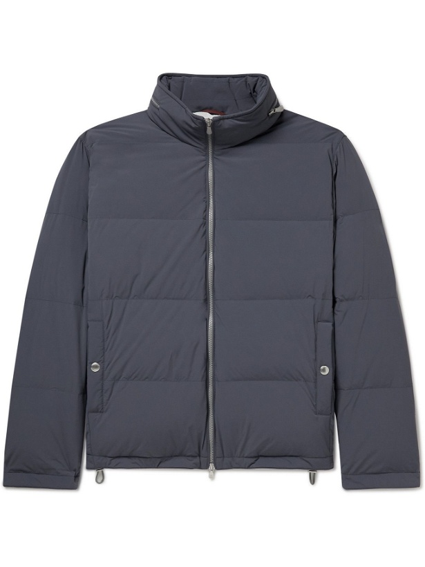 Photo: BRUNELLO CUCINELLI - Oversized Quilted Shell Hooded Down Jacket - Blue
