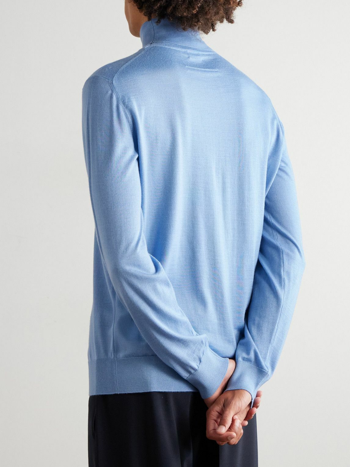 Zegna - Cashmere and Silk-Blend Rollneck Sweater - Blue