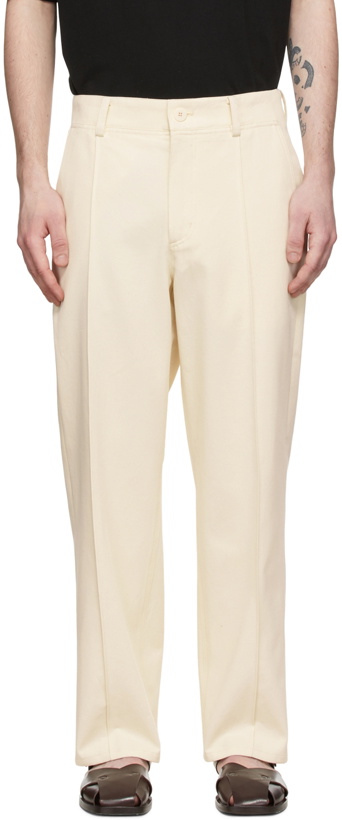 Photo: Solid Homme Off-White Cotton Trousers