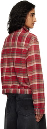 R13 Red Relaxed Pleated Trucker Jacket