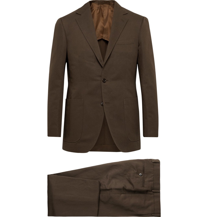 Photo: Beams F - Slim-Fit Cotton and Linen-Blend Twill Suit - Brown