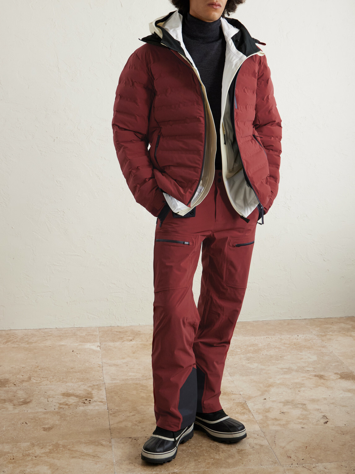 Aztech Mountain - Pyramid Quilted Hooded Ski Jacket - Burgundy