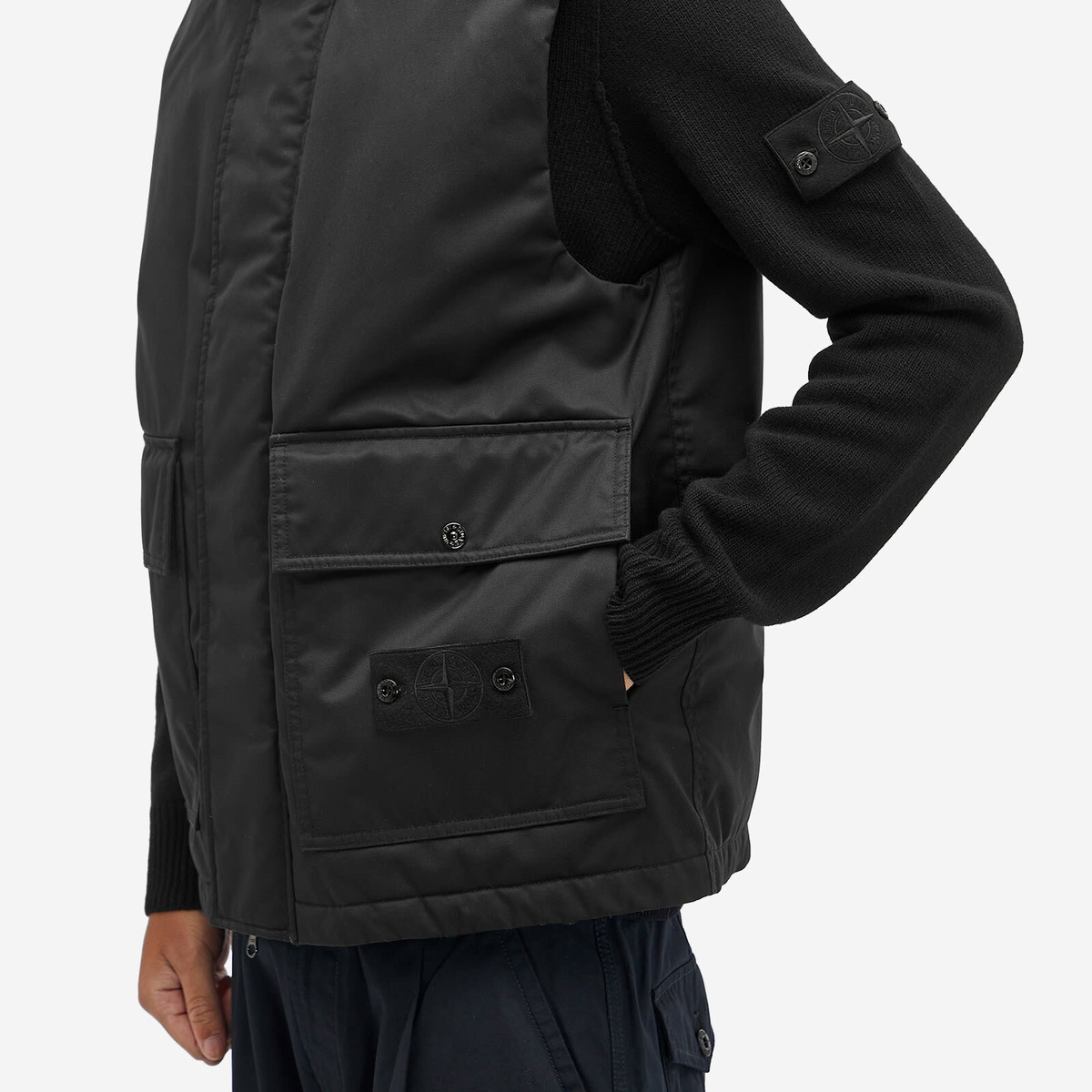 Stone Island Men's Ghost Twill Wool-TC Down Vest in Black Stone Island