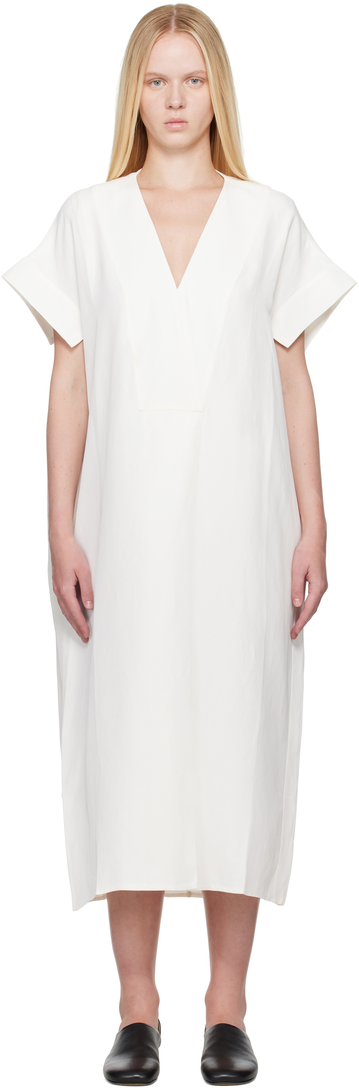 Studio Nicholson Off-White Cley Linen Midi Dress