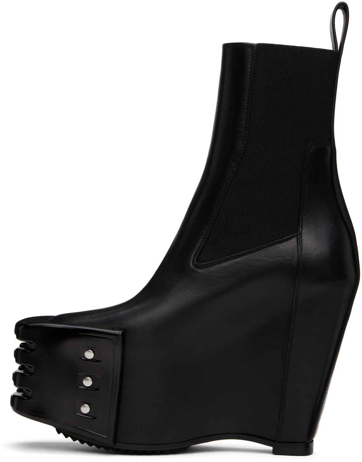 Rick Owens Black Hollywood Grilled Wedge Beatle Chelsea Boots