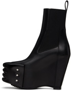 Rick Owens Black Hollywood Grilled Wedge Beatle Chelsea Boots