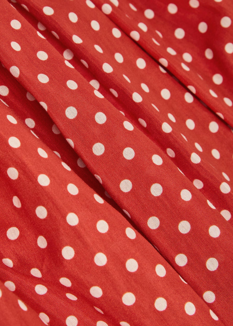 Matteau Polka dot Gathered Cotton-blend Midi Dress Red