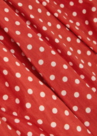 Matteau Polka dot Gathered Cotton-blend Midi Dress Red