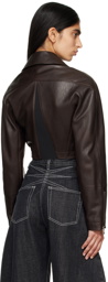 ALAÏA Brown Cropped Leather Jacket