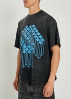 Satoshi Nakamoto Gridlock Embellished Distressed Cotton T-shirt Black Other