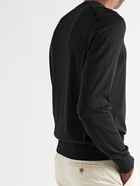 TOM FORD - Velour-Trimmed Silk and Cotton-Blend Sweater - Black