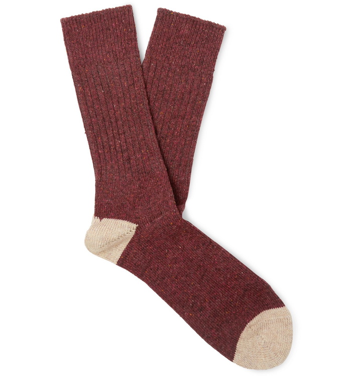 Photo: Anonymous Ism - Colour-Block Knitted Socks - Burgundy