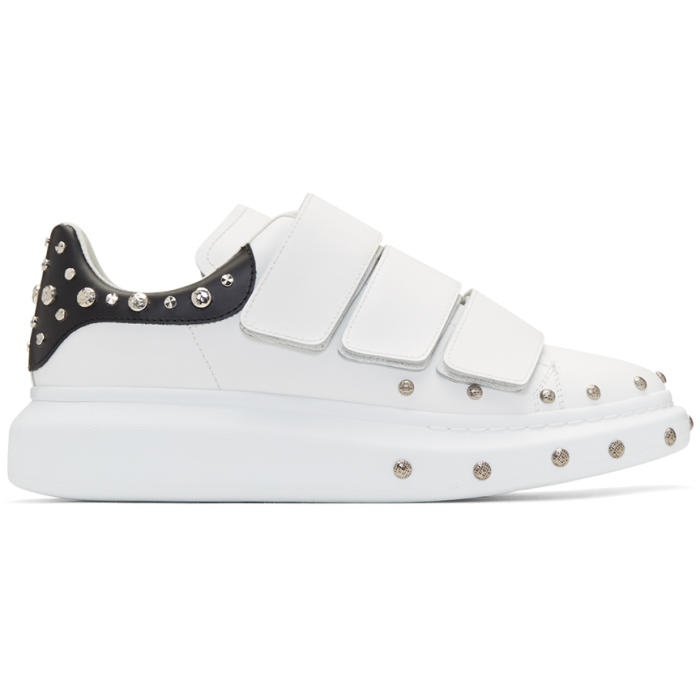 Photo: Alexander McQueen White and Black Studded Straps Oversized Sneakers 